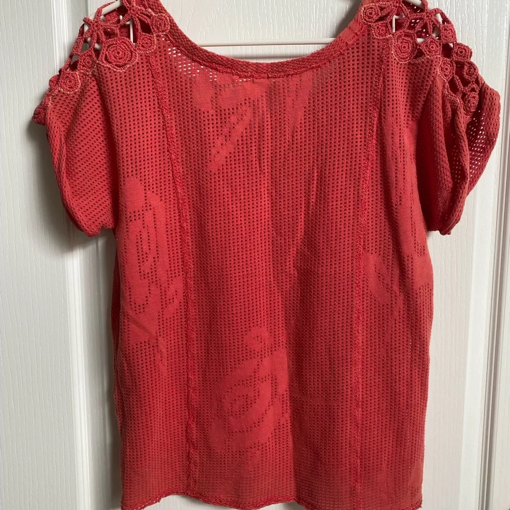 Free People Crochet Knit Short Sleeve Shirt - Picture 2 of 8